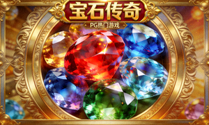 PG热门游戏宝石传奇封面，闪耀的宝石与金色边框