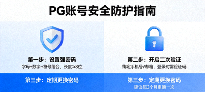 PG账号安全防护指南，盾牌与锁图标